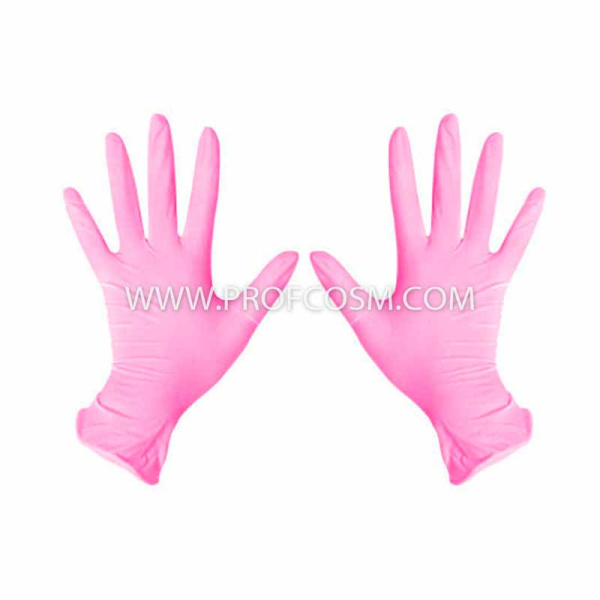 Перчатки нитриловые (M) Benovy розовые, 50 пар
