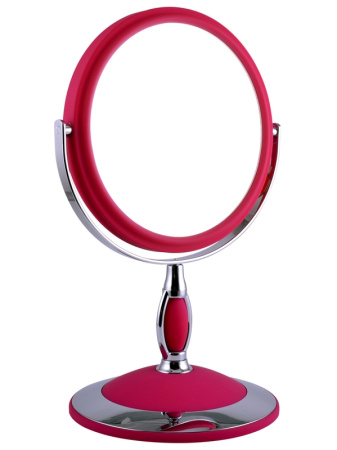 Зеркало настольное 2-стороннее круглое 5кр.ув. (15см) B6806, розовое