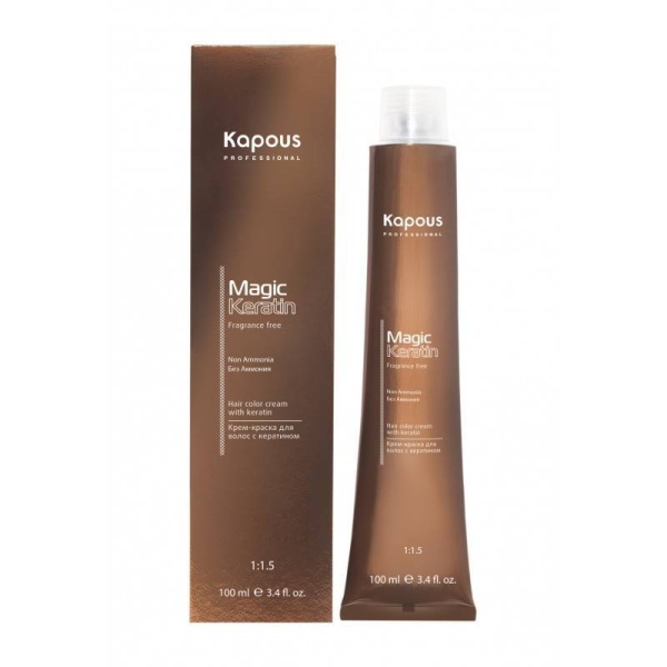 Kapous Professional Крем-краска Magic Keratin для окрашивания волос 7/44 интенсивный медный блонд 100мл