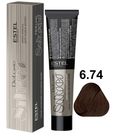 Estel Professional DeLuxe Silver Крем-краска для волос 6/74 темно-русый коричневый-медный 60мл