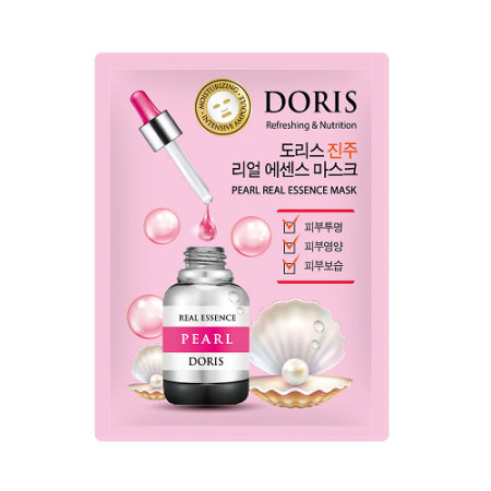 DORIS Маска для лица тканевая, антиоксидантная с жемчугом PEARL Real Essence Mask 25мл