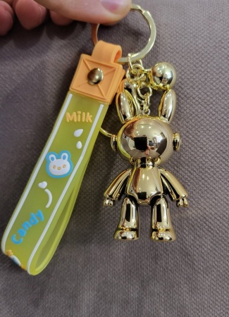 Брелок Космонавт Заяц перламутровый золотой (Candy)