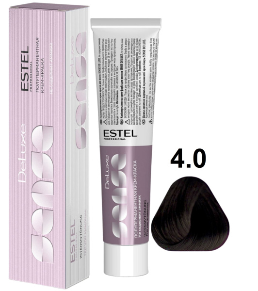 Estel Professional De luxe Sense Крем-краска для волос 4/0 шатен 60мл