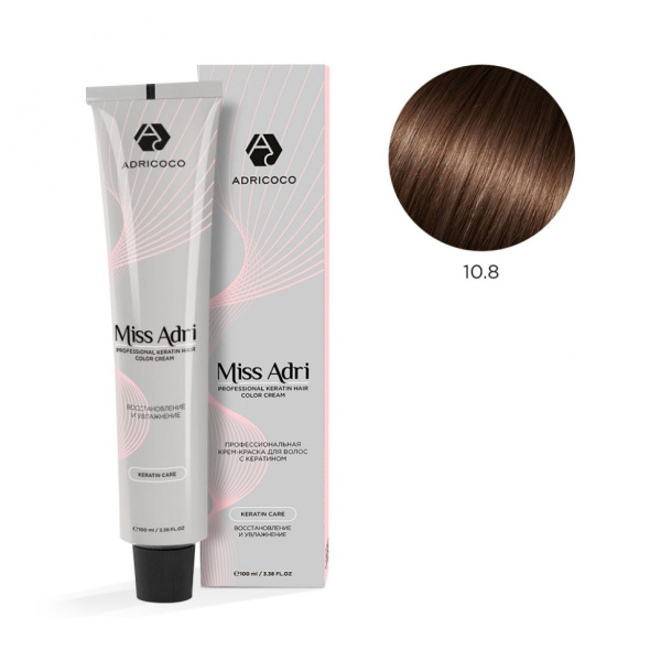 Adricoco Miss Adri Color Cream Крем-краска для волос 10/8 платиновый блонд коричневый 100мл