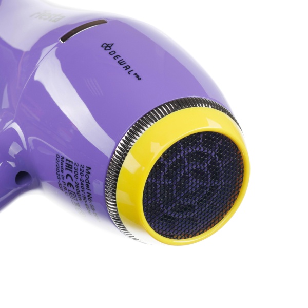 Фен DEWAL FIESTA, лаванда, 2600Вт, ионизация, 2нас+1дифф+ 2фильтра, провод 3м