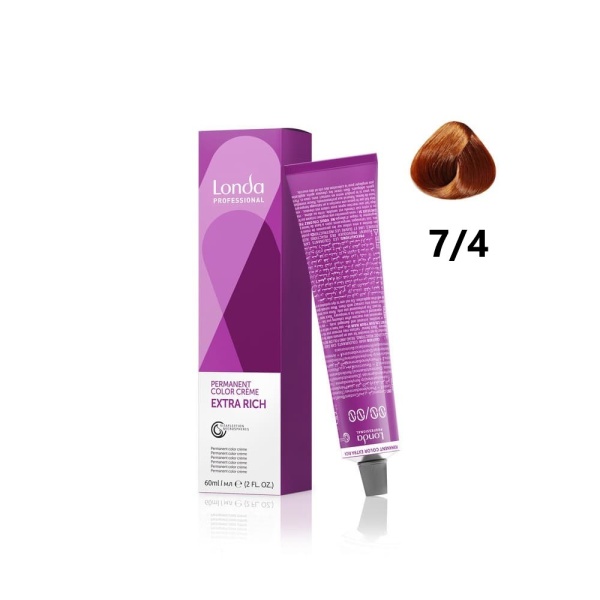 Londa Color Permanent крем-краска для волос 7/4 блонд медный 60мл