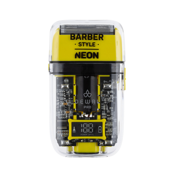 DEWAL PRO  Шейвер для проработки контуров/бороды BARBER STYLE NEON YELLOW ,аккумулятор, 7000об/мин, 2 бреющих головки