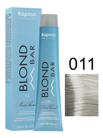 Kapous Professional Крем-краска для волос серии Blond Bar 011 дымчатый сандрэ с экстрактом жемчуга, 100мл