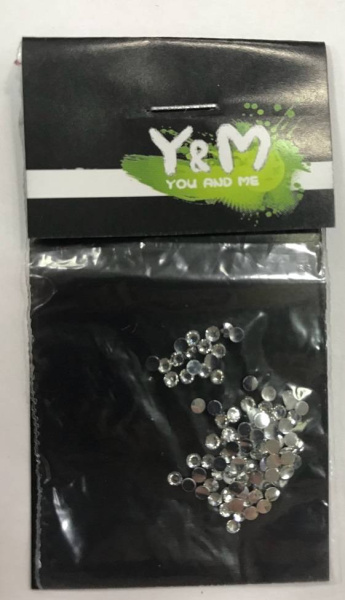 Стразы для ногтей акриловые (пакет) Y&M, серебро