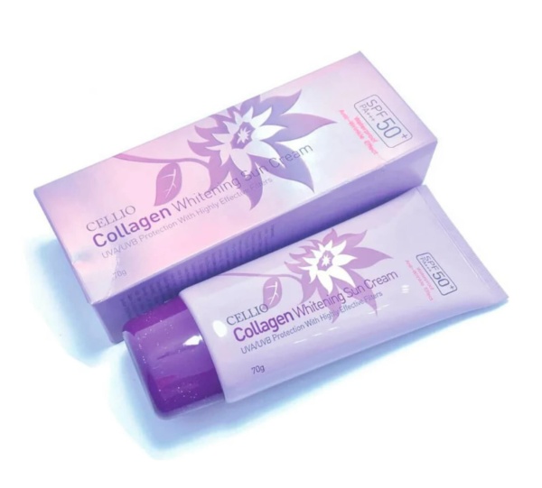 Cellio Cолнцезащитный крем с коллагеном Collagen Whitening Sun Cream SPF50+ 70гр