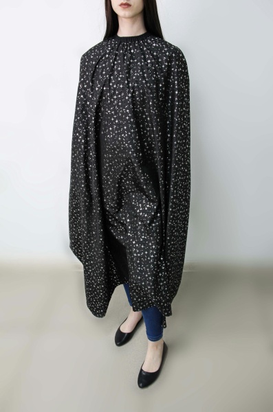 Пеньюар парикмахерский Космос Звезды на резинке с крючками черный,160х140см