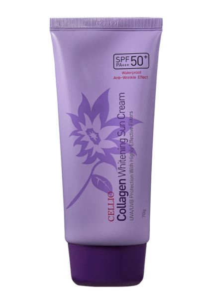Cellio Cолнцезащитный крем с коллагеном Collagen Whitening Sun Cream SPF50+ 70гр