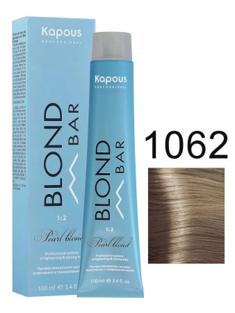 Kapous Professional Крем-краска для волос серии Blond Bar 1062 розовый перламутровый с экстрактом жемчуга, 100мл