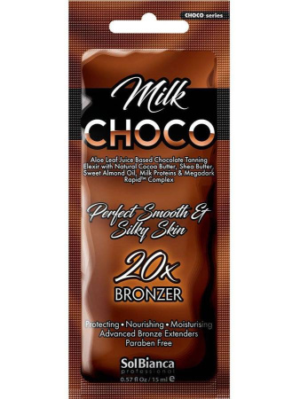Solbianca Крем для загара Choco Milk с эффектом автозагара с маслом какао, ши, миндаля, протеины молока (20 бронзаторов) 15мл