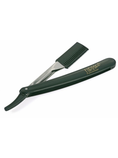 EuroStile Бритва безопасная односторонняя с филировочной насадкой, черная