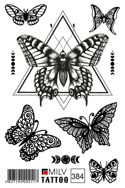 Тату временное цветное 384 (10*15) Milv, 1шт