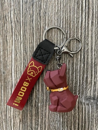 Брелок Бульдог французский в стиле панк красный (Boom!)