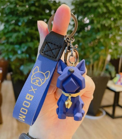 Брелок Бульдог французский в стиле панк синий (Boom!)