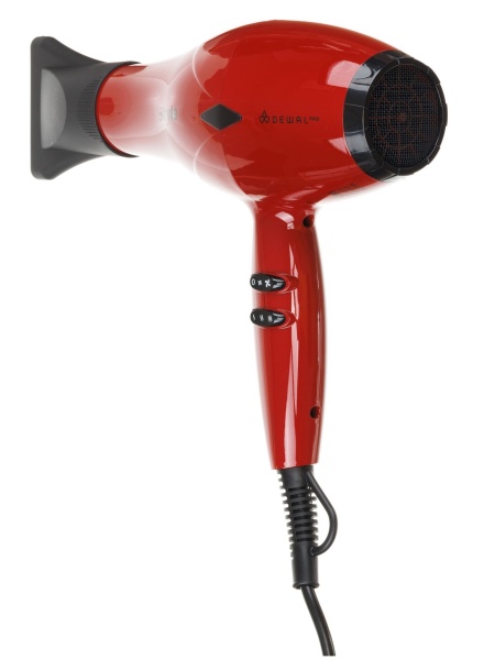 Фен DEWAL Pro Style красный 2000 вт 2 насадки, диффузор