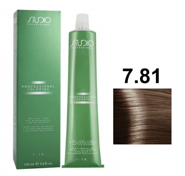 Kapous Professional Studio Крем-краска для волос 7.81 коричнево-пепельный блонд 100мл
