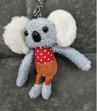Брелок мягкая игрушка Коала серый/красная кофта