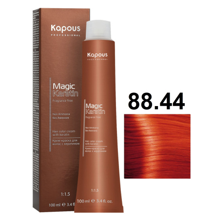Kapous Professional Крем-краска Magic Keratin для окрашивания волос 88/44 насыщенный светлый интенсивно-медный блонд, 100мл