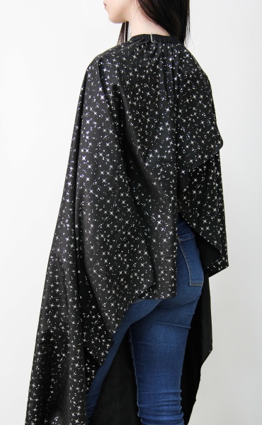 Пеньюар парикмахерский Космос Звезды на резинке с крючками черный,160х140см