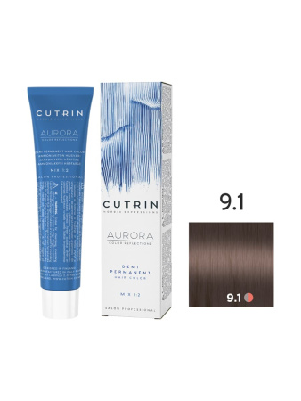 Cutrin Aurora Demi крем-краска для волос 9/1 Очень светлый пепельный блондин 60мл