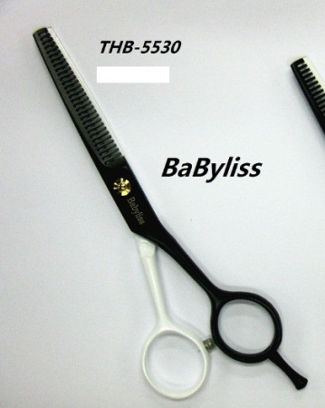Ножницы парикмахерские филировочные. BaByliss 5.5 черно-белые 30 зуб.