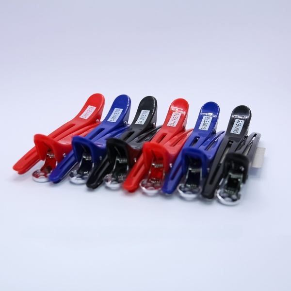 Зажим для волос парикмахерский SAMYE78 Уточка пластиковыйовый с металлическим основанием цветной 10 см (1 шт)