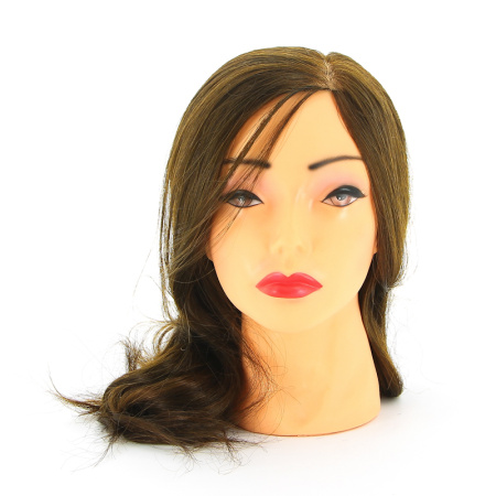 Dewal Голова учебная манекен, протеиновые волосы, шатенка 30-40 см