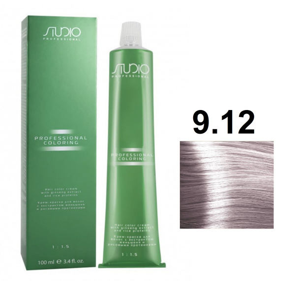 Kapous Professional Studio Крем-краска для волос 9.12 очень светлый пепельно-перламутровый блонд, 100мл