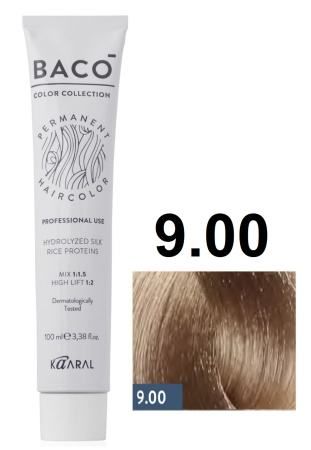 Kaaral Baco Permament Крем-краска для волос 9/00 очень светлый интенсивный блондин 100мл