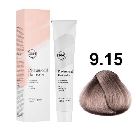 360 Professional Haircolor Крем-краска для волос 9/15 очень светлый блондин пепельно-махагоновый 100мл