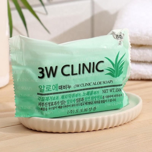 3W CLINIC Мыло туалетное с экстрактом алоэ Aloe Soap 150гр