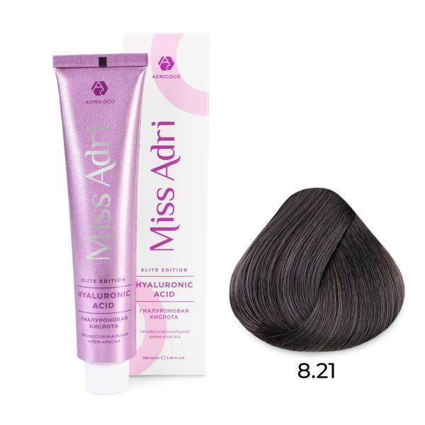 Adricoco Miss Adri Elite Edition Крем-краска для волос 8/21 светлый блонд фиолетовый пепельный 100мл