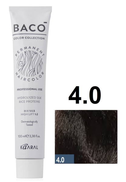 Kaaral Baco Permament Крем-краска для волос 4/0 каштан 100мл