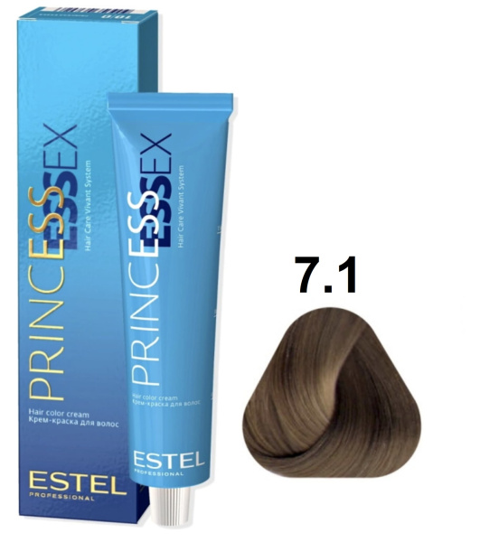 Estel Professional Princess Essex Крем-краска для волос 7/1 средне-русый пепельный (графит) 60мл