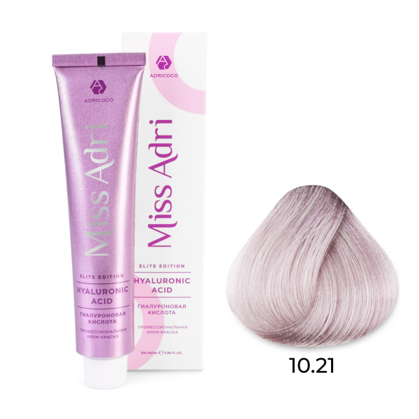 Adricoco Miss Adri Elite Edition Крем-краска для волос 10/21 платиновый блонд фиолетовый пепельный 100мл