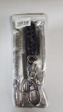 Брелок для ключей автомобиля Infiniti, экокожа черная плетеная, сталь (Инфинити)