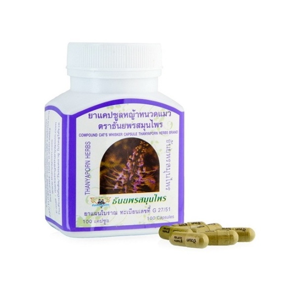 Thanyaporn Herbs Cat Whiskers Тайские капсулы Кошачий Ус для лечения почек, почекаменной болезни, простатита 100шт