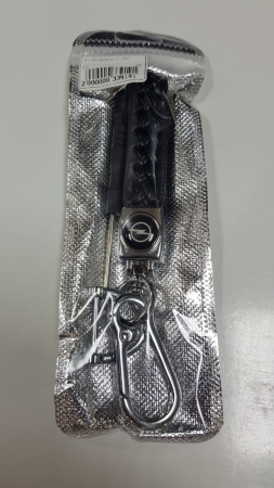 Брелок для ключей автомобиля Opel, экокожа черная плетеная, сталь (Опель)