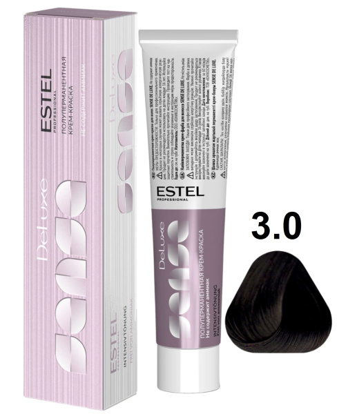 Estel Professional De luxe Sense Крем-краска для волос 3/0 темный шатен 60мл