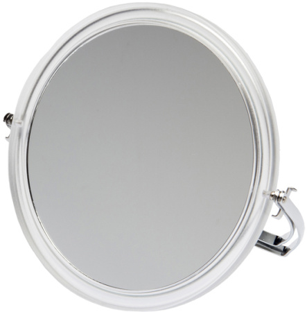 Зеркало настольное 2-стороннее круглое Dewal Beauty (16,5х16,3 см) пластик на металической ножке прозрачное