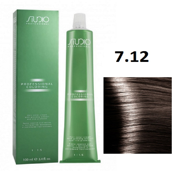 Kapous Professional Studio Крем-краска для волос 7.12 Пепельно-перламутровый блонд, 100мл