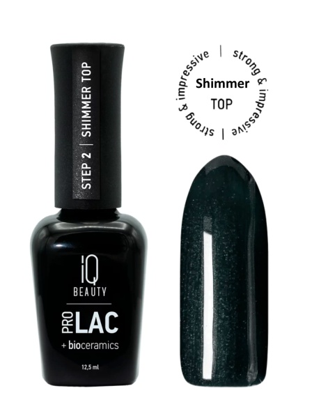 IQ Beauty Prolac Финишное покрытие для лака глянцевое с биокерамикой Shimmer top12,5мл