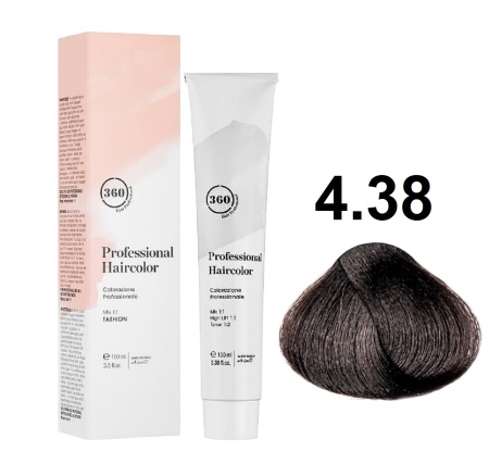 360 Professional Haircolor Крем-краска для волос 4/38 золотисто-коричневый каштан 100мл