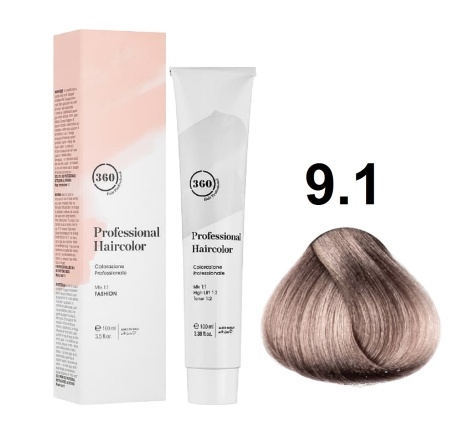 360 Professional Haircolor Крем-краска для волос 9/1 очень светлый пепельный блондин 100мл