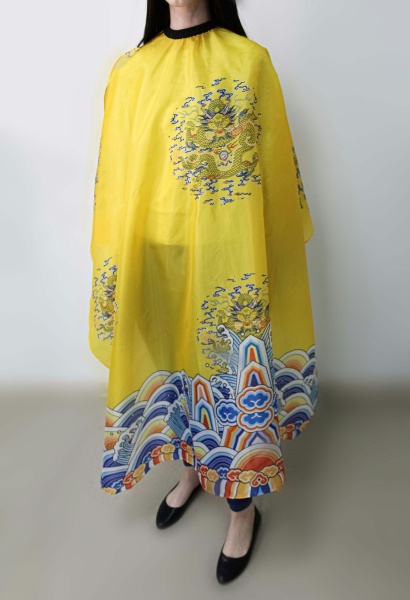 Пеньюар парикмахерский Dragon на резинке с крючками желтый,160х140см