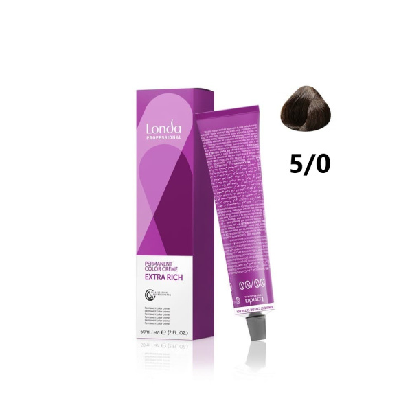 Londa Color Permanent крем-краска для волос 5/0 светло-коричневый (светлый шатен) 60мл